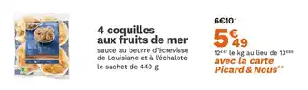 Picard 4 coquilles aux fruits de mer offre