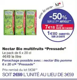 Monoprix PRESSADE Nectar Bio multifruits offre