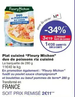 Monoprix FLEURY MICHO Plat cuisiné duo de poissons riz cuisiné offre