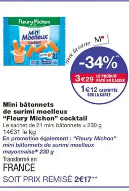 Monoprix FLEURY MICHON Mini bâtonnets de surimi moelleux cocktail offre