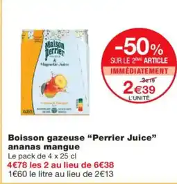 Monoprix PERRIER JUICE Boisson gazeuse ananas mangue offre