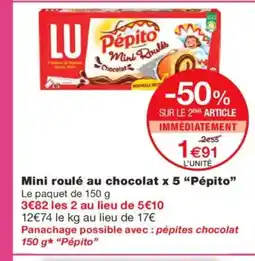 Monoprix PÉPITO Mini roulé au chocolat x 5 offre