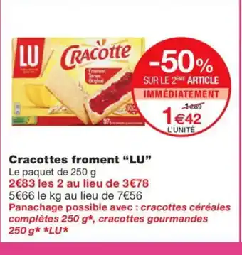 Monoprix LU Cracottes froment offre