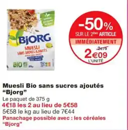 Monoprix BJORG Muesli Bio sans sucres ajoutés offre