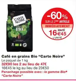 Monoprix CARTE NOIRE Café en grains Bio offre