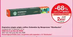 Monoprix STARBUCKS Capsules single origin coffee Colombia by Nespresso offre