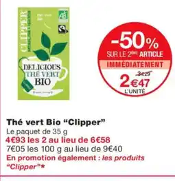 Monoprix CLIPPER Thé vert Bio offre