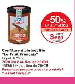Monoprix LE FRUIT FRANÇAIS Confiture d'abricot Bio offre