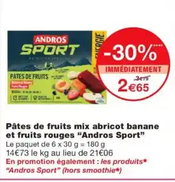 Monoprix ANDROS Pâtes de fruits mix abricot banane et fruits rouges offre