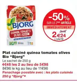 Monoprix BJORG Plat cuisiné quinoa tomates olives Bio offre