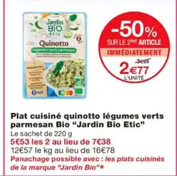 Monoprix JARDIN BIO ETIC Plat cuisiné quinotto légumes verts parmesan Bio offre