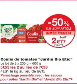 Monoprix JARDIN BIO ETIC Coulies de tomates offre