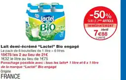 Monoprix LACTEL Lait demi-écrémé Lactel Bio engagé offre