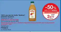 Monoprix ANDROS 100% pur jus de fruits pommes & poires offre