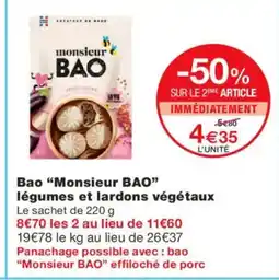 Monoprix MONSIEUR BAO légumes et lardons végétaux offre