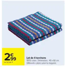 Carrefour Market Lot de 4 torchons offre