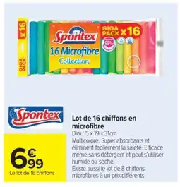 Carrefour Market Spontex 16 Microfibre Collection offre
