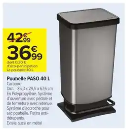 Carrefour Market Poubelle PASO 40 L offre