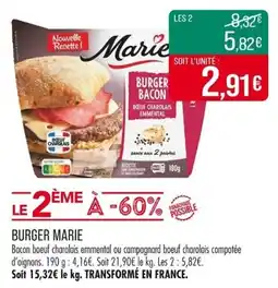 Match Burger marie offre