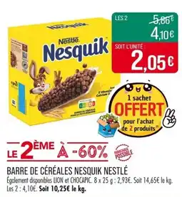 Match Barre de céréales nesquik nestlé offre