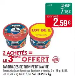 Match Tartinades de thon petit navire offre