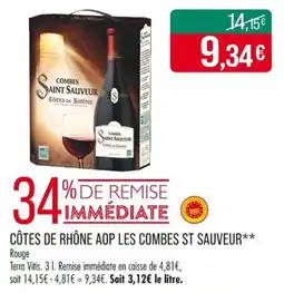Match Côtes de rhône aop les combes st sauveur offre