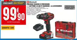 Brico Cash EINHELL Perceuse visseuse à percussion - 1 batterie 2.0 Ah et chargeur + 64 accessoires offre