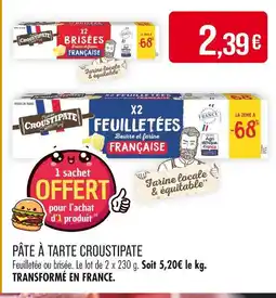 Match CROUSTIPATE Pâte à tarte offre