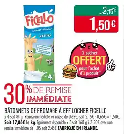 Match Ficello Bâtonnets de fromage à effilocher offre