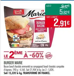 Match MARIE Burger offre