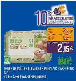 Match CARREFOUR BIO Oeufs de poules élevées en plein air offre