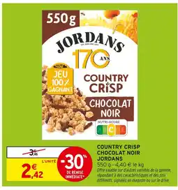 Intermarché JORDANS Country crisp chocolat noir offre