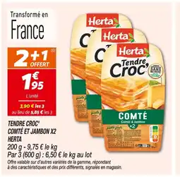 Netto HERTA Tendre Croc' Comté et Jambon x2 offre