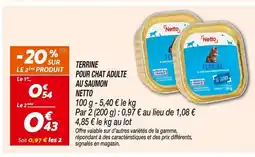 Netto NETTO Terrine pour chat adulte au saumon offre