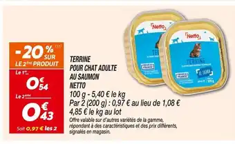 Netto NETTO Terrine pour chat adulte au saumon offre