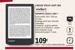 E.Leclerc Espace Culturel VIVLIO Liseuse light zen offre