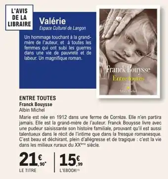 Entre toutes franck bouysse albin michel
