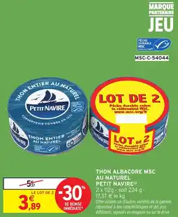 Intermarché Express Thon albacore msc au naturel petit navire offre