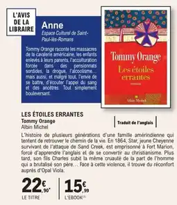 E.Leclerc Espace Culturel Les étoiles errantes tommy orange offre