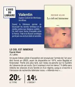 E.Leclerc Espace Culturel Le ciel est immense feurat alani jc lattes offre
