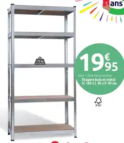 Mr Bricolage Étagère bois et métal H. 180 x l. 90 x P. 40 cm offre