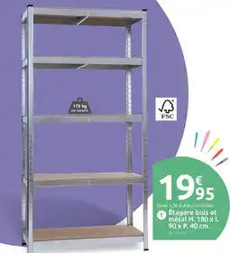 Mr Bricolage Étagère bois et métal H. 180 x l. 90 x P. 40 cm offre
