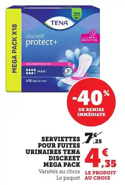 Maximarché Serviettes pour fuites urinaires tena discreet mega pack offre