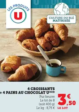 Maximarché 4 croissants + 4 pains au chocolat u offre