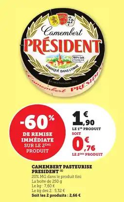 Maximarché Camembert pasteurise president offre
