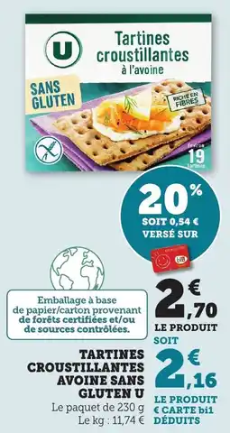 Maximarché Tartines croustillantes avoine sans gluten u offre