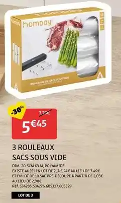 Gifi Dim - 3 rouleaux sacs sous vide offre