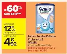 Carrefour Drive Gallia - lait en poudre calisma croissance 3 offre