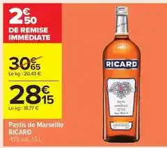 Carrefour Drive Ricard - pastis de marseille offre