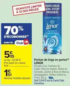 Carrefour Drive Lenor - parfum de linge en perles offre